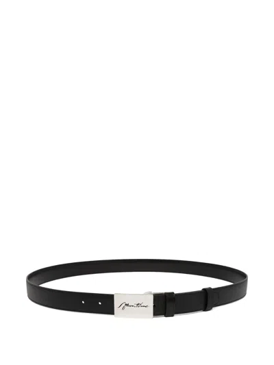 Montblanc Logo-engraved Saffiano-leather Belt In Black