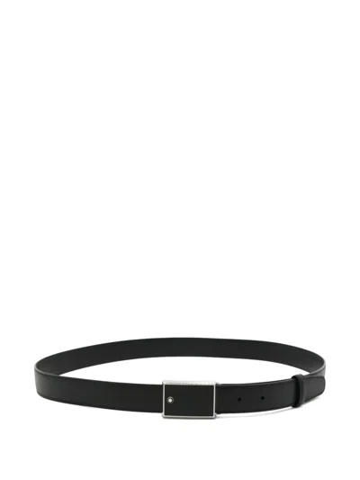 Montblanc Logo-plaque Leather Belt In Black