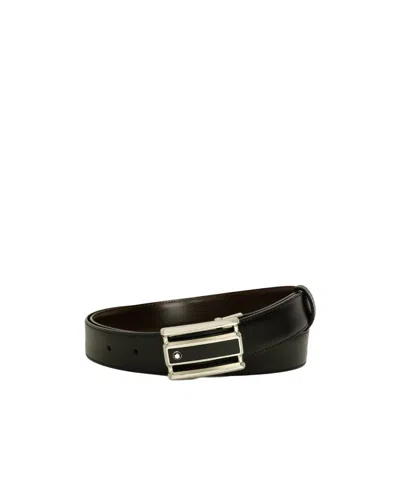 Montblanc Loop Buckle Double-sided Leather Belt In Black
