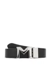 Montblanc Adjustable Length Reversible Leather Belt In Black