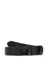 Montblanc Reversible Leather Belt Adjustable Length Embossed Pattern In Black
