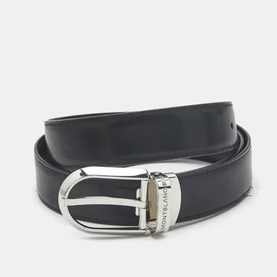 Pre-owned Montblanc M Reversible Buckle Belt Black/brown Leather