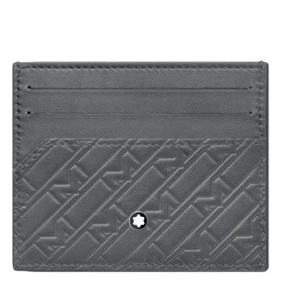 Montblanc M_gram Embossed Cowhide 4810 6cc Card Holder In Gray