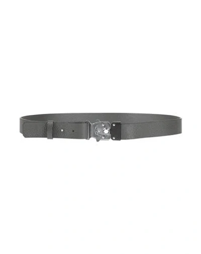 Montblanc Man Belt Charcoal Size Onesize Cow Leather, Brass In Grey