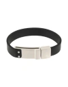 Montblanc Man Bracelet Black Size M Soft Leather, Steel In Black