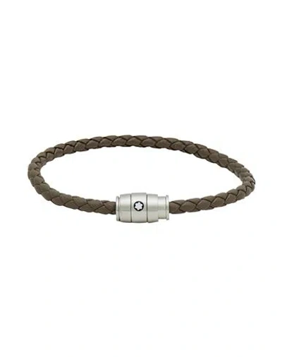Montblanc Man Bracelet Khaki Size - Leather, Steel