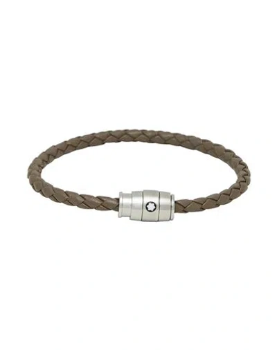 Montblanc Man Bracelet Light Brown Size - Leather, Steel