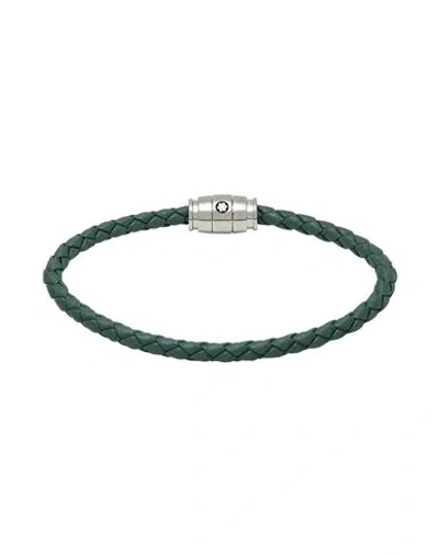 Montblanc Man Bracelet Sage Green Size - Leather, Steel
