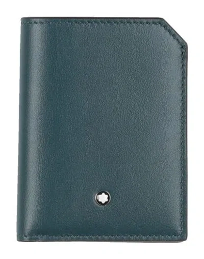 Montblanc Man Wallet Deep Teal Size - Leather In Green