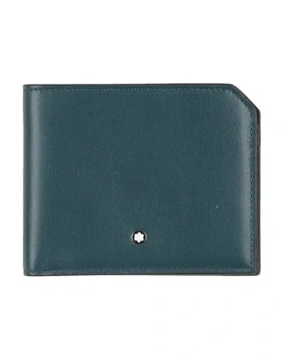 Montblanc Man Wallet Deep Teal Size - Leather In Green
