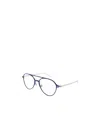Montblanc Matte-effect Round-frame Glasses In Blue