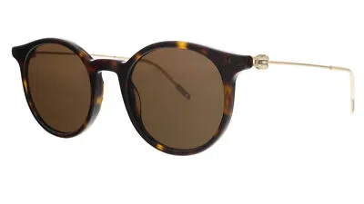 Pre-owned Montblanc Mb0004s-002 Havana Round Sunglasses