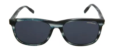 Montblanc Mb0013s-30006700004 Square/rectangle Sunglasses In Blue