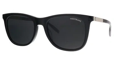 Pre-owned Montblanc Mb0017s-005 Black Rectangle Sunglasses In Gray