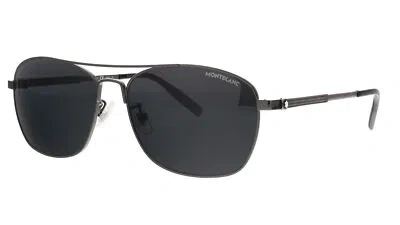 Pre-owned Montblanc Mb0026s-005 Ruthenium Aviator Sunglasses