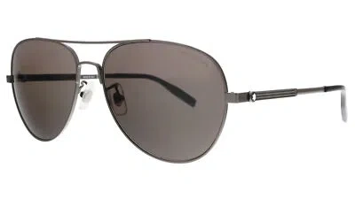 Pre-owned Montblanc Mb0027s-006 Ruthenium Aviator Sunglasses
