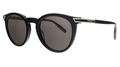 Pre-owned Montblanc Mb0041s-001 Black Round Sunglasses In Gray