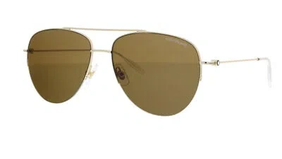 Pre-owned Montblanc Mb0074s-003 Black Aviator Sunglasses In Gray