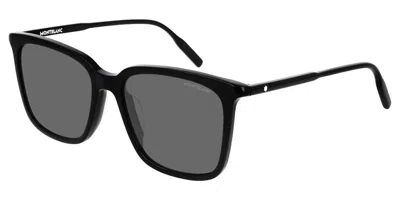 Montblanc Mb0084sk Vestibilità Orientale 001 Occhiali Da Sole Neri Per Uomo In Transparent