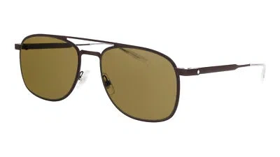 Pre-owned Montblanc Mb0143s-003 Brown Aviator Sunglasses