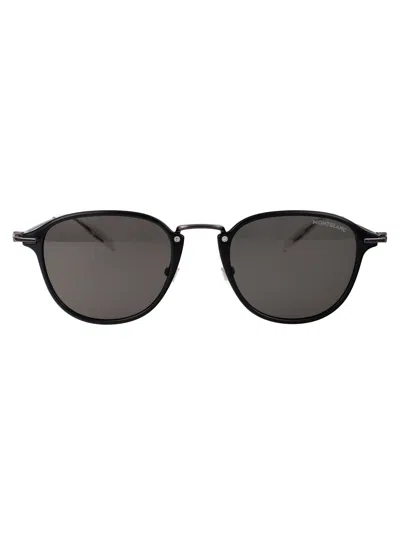 Montblanc Mb0155s Sunglasses In Black-black-grey