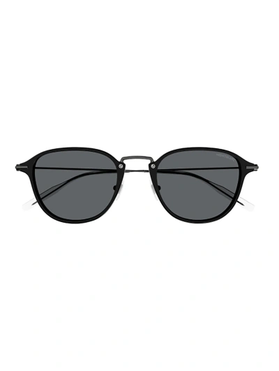 Montblanc Mb0155s Sunglasses In Black Ruthenium Grey