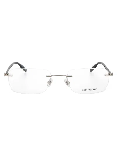 Montblanc Mb0221o Glasses In 007 Silver Black Transparent