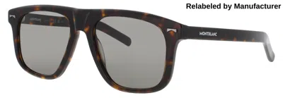 Montblanc Mb0227s Men's Acetate Sunglasses 55-18-145 In 002 - Havana / Green Tint