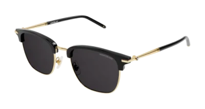 Pre-owned Montblanc Mb0242s-001 Square Black In Gray