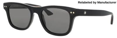 Montblanc Mb0254s Men's Acetate Sunglasses With Polarized Lenses, 53-20-145, Case Included In 005 - Black / Smoke Polarized