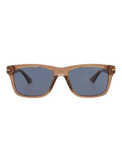 Montblanc Mb0263s Sunglasses In 21209 - Brown Brown Blue