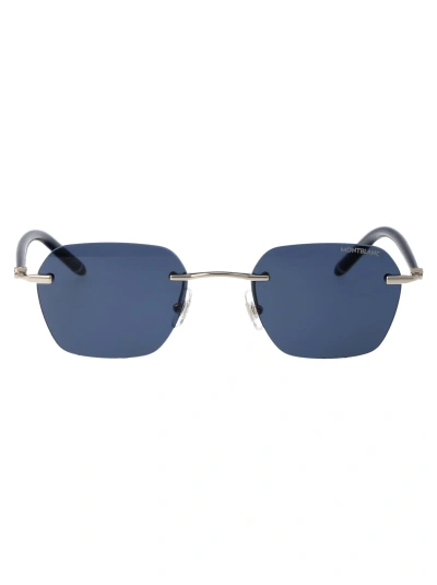 Montblanc Mb0270s Sunglasses In 003 Silver Blue Blue