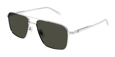 Montblanc Mb0278s Asian Fit 001 Men's Sunglasses Silver Size 56