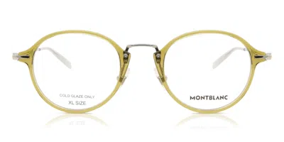 Montblanc Mb0297o Asian Fit 004 Men's Glasses Yellow Size 49 - Free Lenses - Blue Light Block Available In Brown