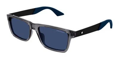 Montblanc Mb0299s 008 Men's Sunglasses Grey Size 56 In Blue