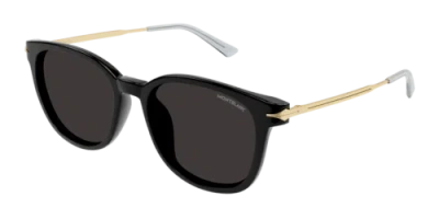 Pre-owned Montblanc Mb0304sa-001-55 Black Gold In Gray