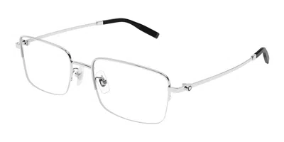 Montblanc Mb0313oa Asian Fit Men's Glasses, Silver, Size 54 In Green