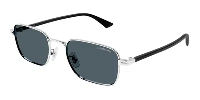 Montblanc Mb0339s Asian Fit 003 Men's Sunglasses Silver Size 53 In Black