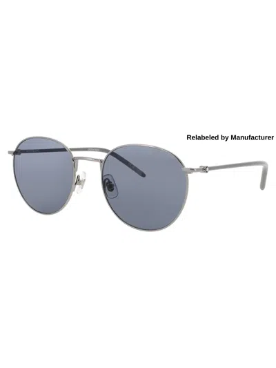 Montblanc Mb0343 Sa Sunglasses In Ruthenium - Blue Tint