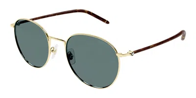 Montblanc Mb0343sa Asian Fit 002 Men's Sunglasses Gold Size 55