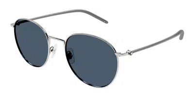 Montblanc Mb0343sa Asian Fit 003 Men's Sunglasses Silver Size 55