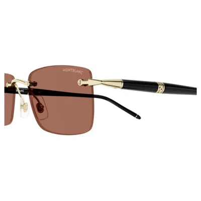 Montblanc Mb0344s-007gold-black-orange In Brown