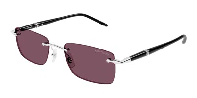Montblanc Mb0344s Asian Fit 002 Men's Sunglasses Silver Size 54