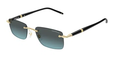 Montblanc Mb0344s Asian Fit 010 Men's Sunglasses  Size 54 In Gold