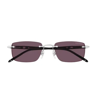 Montblanc Mb0344s Linea Meisterstück 002 Sunglasses In 002 Black/silver