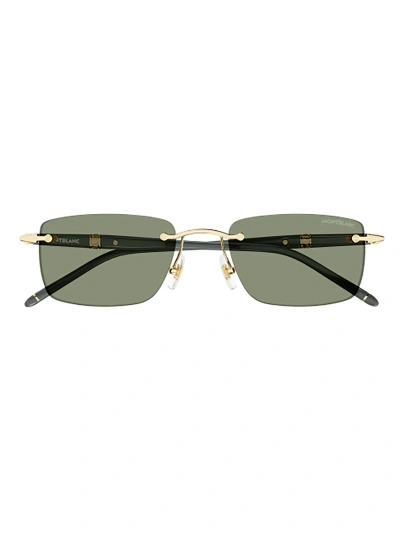 Montblanc Mb0344s Sunglasses In Gold Grey Green