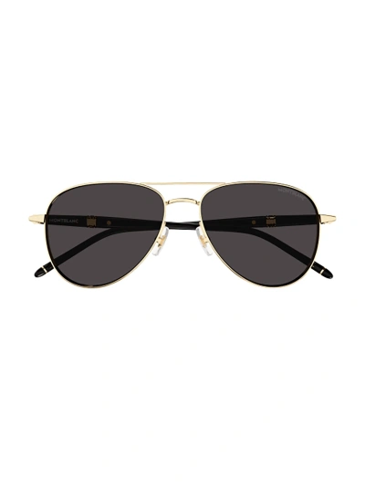 Montblanc Mb0345s Sunglasses In Gold Black Grey