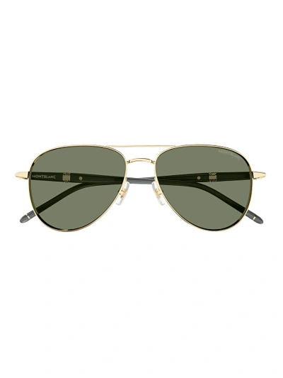 Montblanc Mb0345s Sunglasses In Gold Grey Green