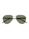 Montblanc Pilot-frame Sunglasses In Gold Grey Green