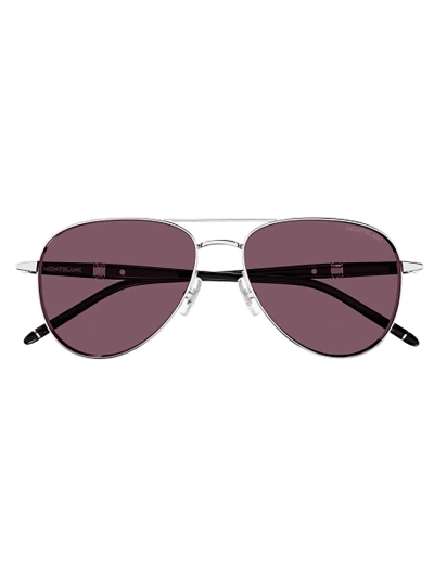 Montblanc Mb0345s Sunglasses In Silver Black Violet